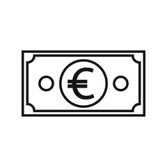 Euro currency symbol banknote icon.