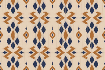 Ethnic ikat seamless pattern. Design for background, wallpaper, vector illustration, fabric, clothing, batik, carpet, embroidery. - obrazy, fototapety, plakaty