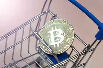 Gold Bitcoin in the shopping cart