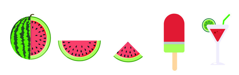 watermelon, watermelon ice cream and juice