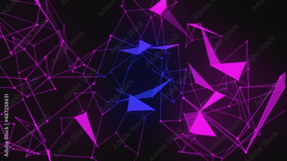 Poster digital plexus background of purple and blue color. from a tangle of lines, points, and triangles. c