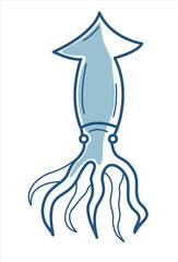Vector isolated squid blue line with a solid fill.