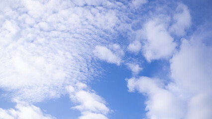 Blue sky with cloud background. bright fluffy clear weather wallpaper outdoor nature cloudscape...