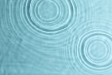 Closeup view of water with circles on turquoise background