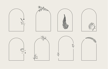 arch collection with geometric,curve,flower.Vector illustration for icon,sticker,printable and tattoo