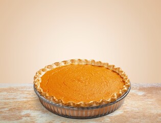 Delicious homemade cake with apple on desk