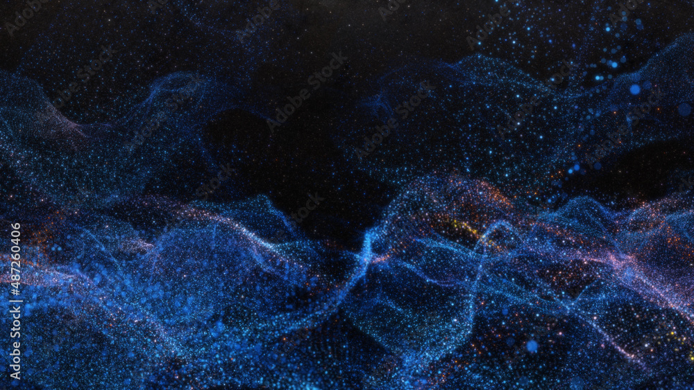Poster abstract particle waves with depth of field effect