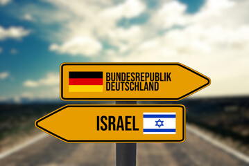 Pfeile zeigen auf Richtungen Deutschland und Israel