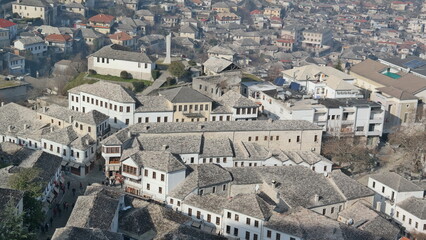 Fototapeta na wymiar Scenery of the old town of Gjirokastra in Albania