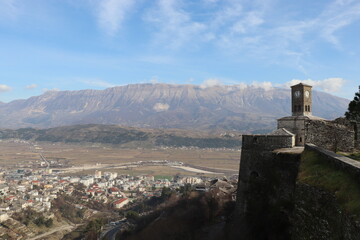 Fototapeta na wymiar The landscape of Gjirokastra Palace in Albania