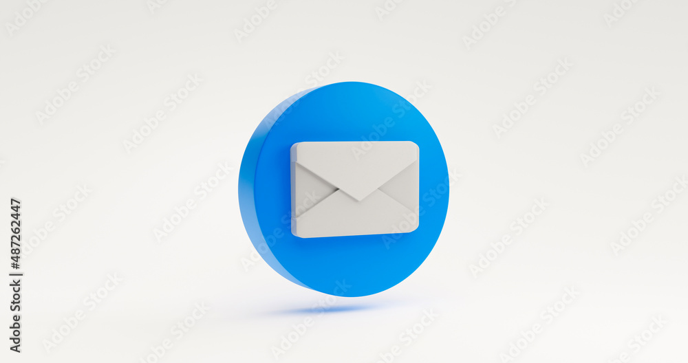 Poster blue email or envelope icon symbol inbox contact communication sign website element concept. illustr