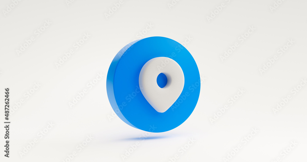 Poster blue pointer pin location navigation gps search map marker sign icon or symbol website element conce