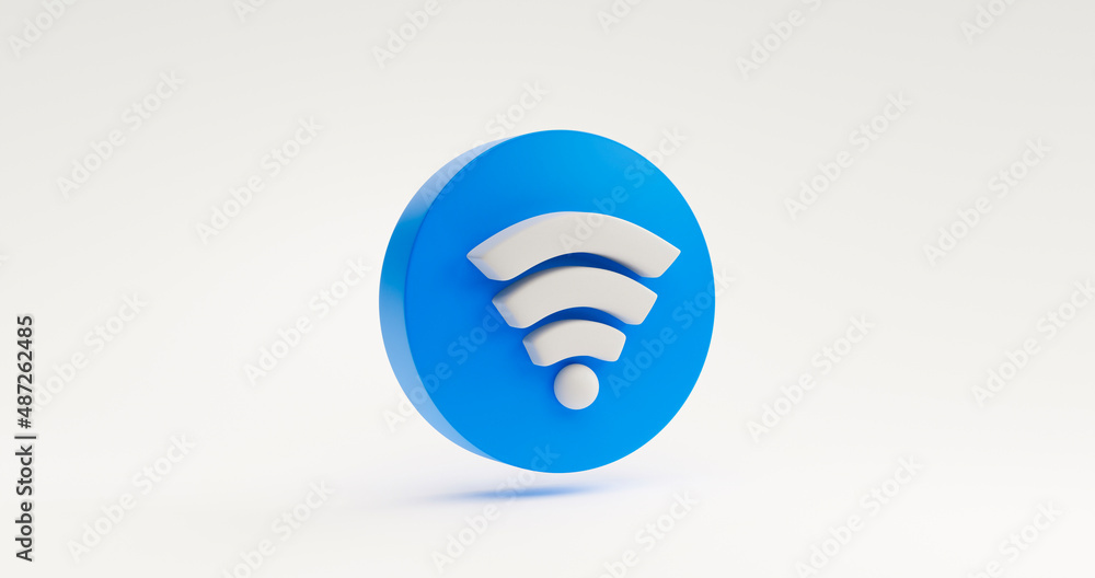 Poster blue wireless network icon or technology wifi symbol sign icon website element concept. illustration