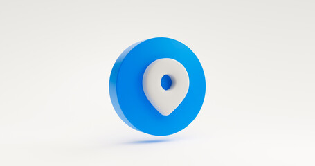 Blue pointer pin location navigation gps search map marker sign  icon or symbol website element concept. illustration on white background 3D rendering