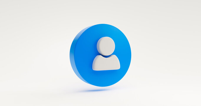 Blue user icon symbol or website admin social profile login communication website element concept. illustration on white background 3D rendering