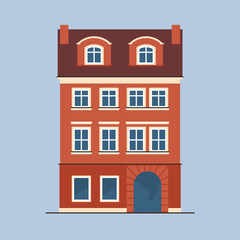 European historical buildings. Traditional Amsterdam, Netherlands architecture. Vector illustration.