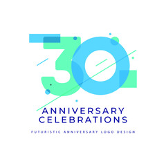 30 years anniversary celebrations logo design template - obrazy, fototapety, plakaty