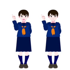 Fototapeta premium 指摘するセーラー服の女学生