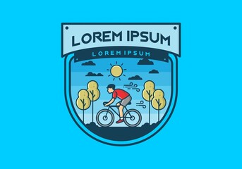 Fototapeta premium Riding a bicycle flat illustration