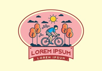 Riding a bicycle flat illustration