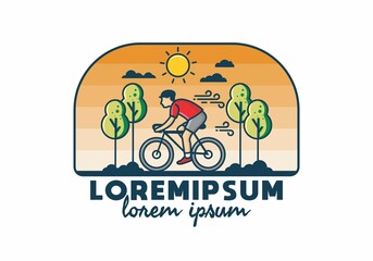 Riding a bicycle flat illustration