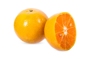 Ripe orange isolated on white background, Clipping Path