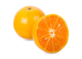 Ripe orange isolated on white background, Clipping Path