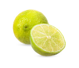 Half lemon citrus fruit isolated on white background