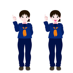 指摘するセーラー服の女学生
