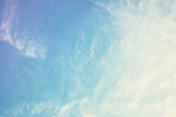 High clouds in the summer sky. Sky background. Meteorological observations of the sky.