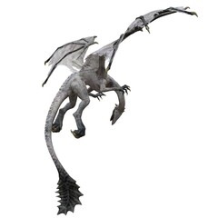 Fantasy flying dragon isolated on white 3d illustration