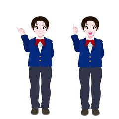 指摘するブレザーの女学生