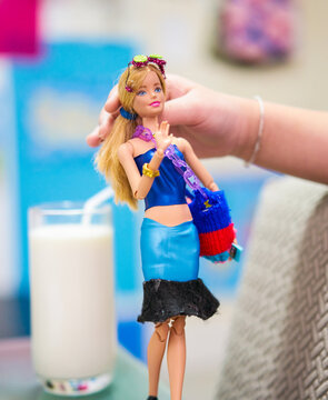 Bangkok,Thailand,Jan 21,2021-child play Barbie doll in room