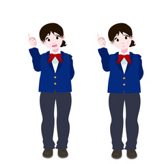 指摘するブレザーの女学生