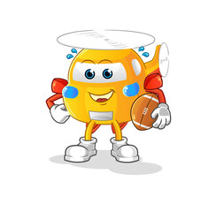 Obraz premium helicopter playing rugby character. cartoon mascot vector