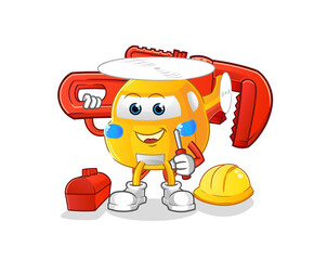 helicopter plumber cartoon. cartoon mascot vector