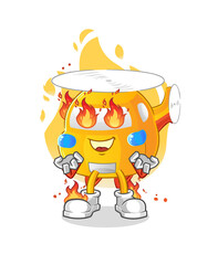 helicopter on fire mascot. cartoon vector