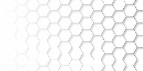 Abstract background with pattern with hexagon . Modern and creative design in illustration with White hexagon 3D background texture. 3d rendering illustration. Futuristic abstract banner. 