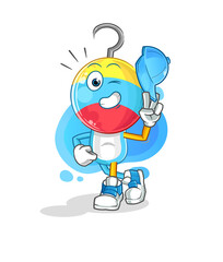 fishing bait head cartoon young boy character cartoon