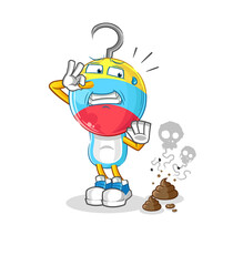 fishing bait head cartoon with stinky waste illustration. character vector