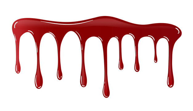 A drop of blood on a white background. Red splash stain, horrible stain. red smudges. Liquid paint vector illustration