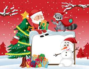 Empty banner in Christmas theme with Santa Claus