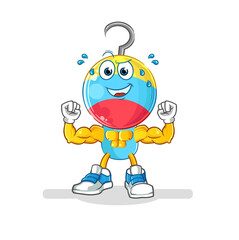 fishing bait head cartoon muscular. cartoon mascot vector