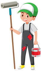 A male painter cartoon character on white background