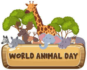 World Animal Day banner with African wild animals