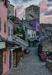 street of Mostar old town with