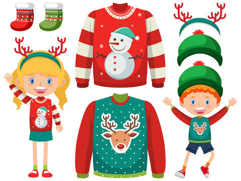 Set of Christmas outfits and accessories