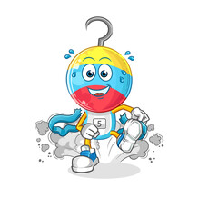 fishing bait head cartoon runner character. cartoon mascot vector