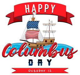 Happy Columbus day banner with flagship