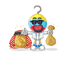fishing bait head cartoon rich arabian mascot. cartoon vector